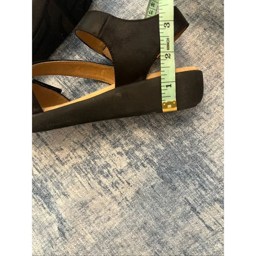 Easy Spirit Black Kaylynn Adjustable Ankle Top Strap Wedge Sandals 6.5 Wide